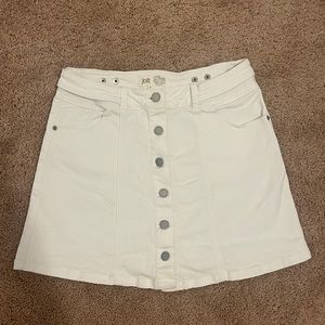 Jolt White Denim Button Front Mini Skirt